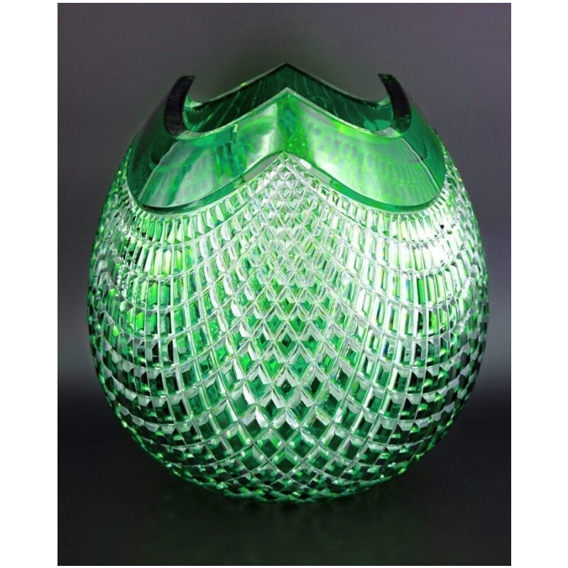 Bohemia Crystal Broušená váza Quadrus 280mm zelená