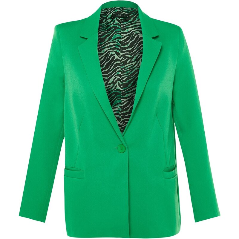 Trendyol Green Regular Lining Detailed Woven Blazer Jacket