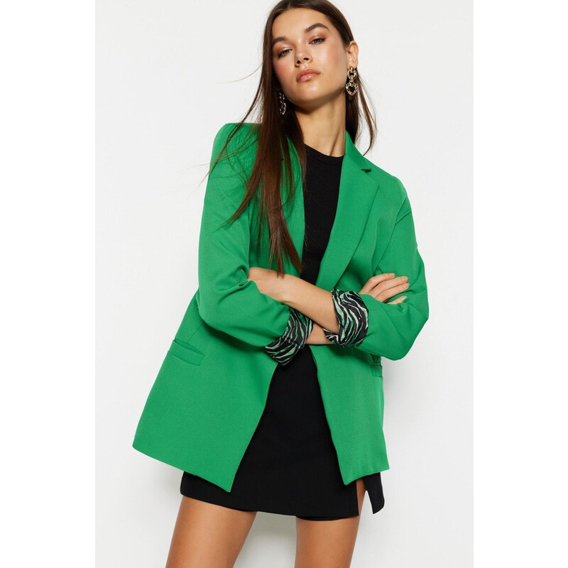 Trendyol Green Regular Lining Detailed Woven Blazer Jacket