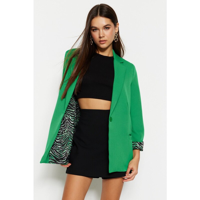 Trendyol Green Regular Lining Detailed Woven Blazer Jacket