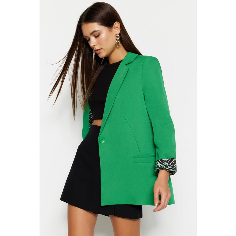 Trendyol Green Regular Lining Detailed Woven Blazer Jacket