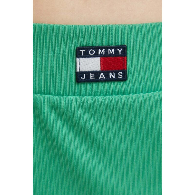 Sukně Tommy Jeans zelená barva, mini