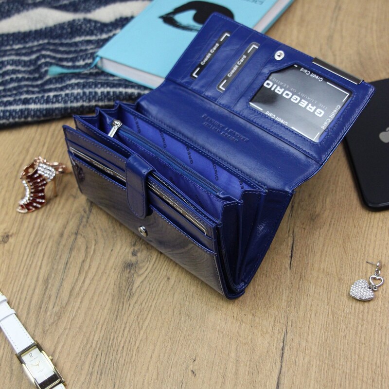 Dámská kožená peněženka modrá - Gregorio Nicolleta modrá