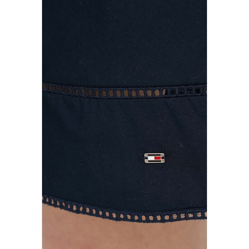 Bavlněné šaty Tommy Hilfiger tmavomodrá barva, mini