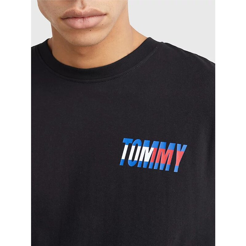 Tommy Hilfiger Černé pánské tričko Tommy Jeans - Pánské