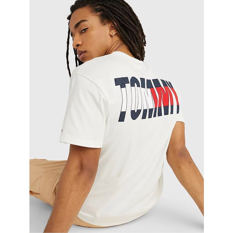 Tommy Hilfiger Bílé pánské tričko Tommy Jeans - Pánské