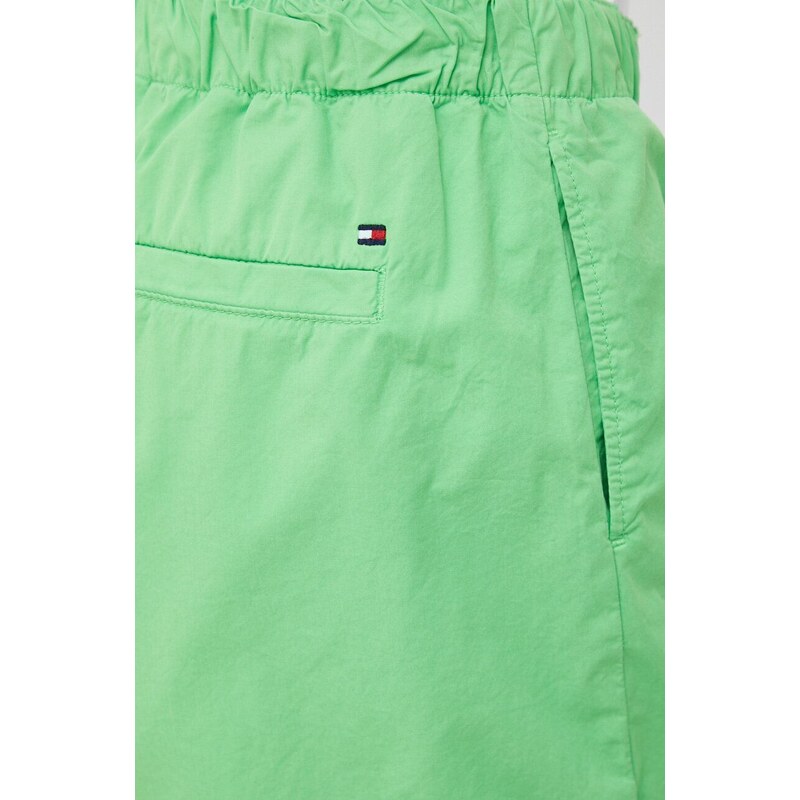 Bavlněné šortky Tommy Hilfiger zelená barva, hladké, high waist