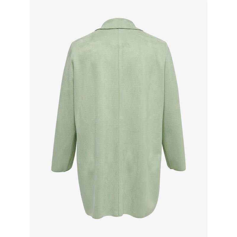 Světle zelený dámský lehký kabát v semišové úpravě ONLY CARMAKOMA - Dámské