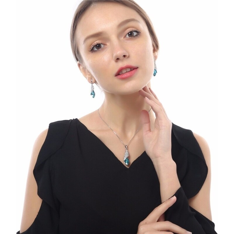 Sisi Jewelry Souprava náhrdelníku, náušnic a náramku Elegance Seablue