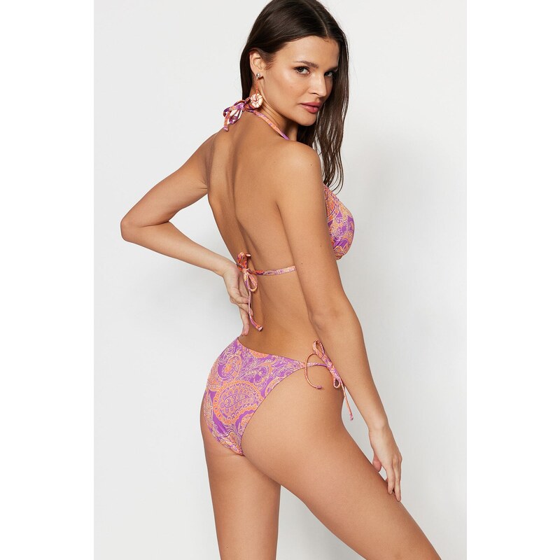 Trendyol Paisley Patterned Triangle Tie Triangle Bikini Set