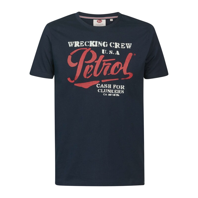 Petrol Industries Tričko Classic marine modrá / ohnivá červená /