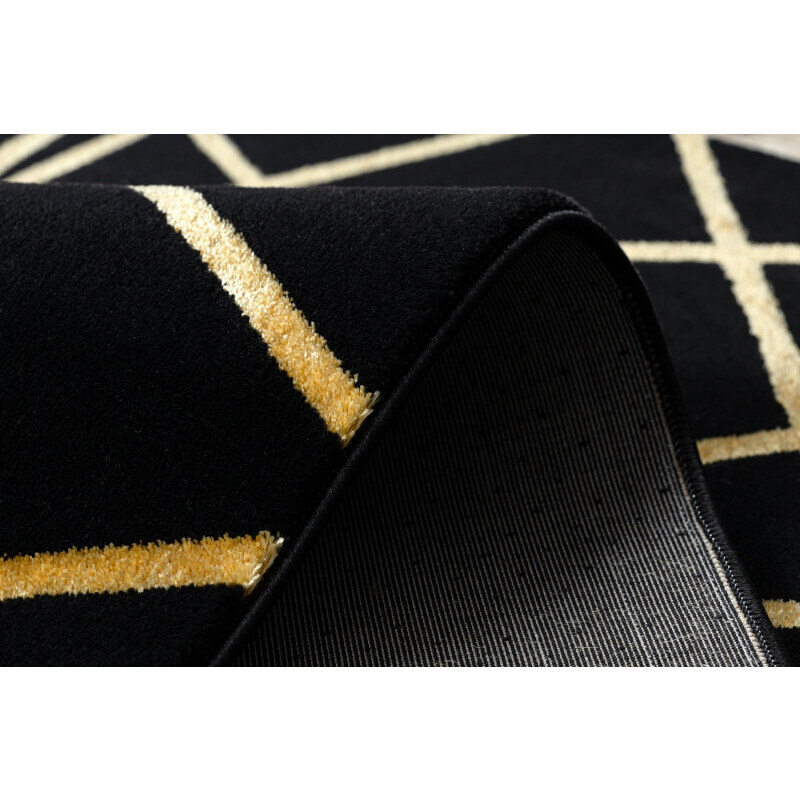 Dywany Łuszczów Kusový koberec Gloss 406C 86 geometric black/gold - 80x150 cm