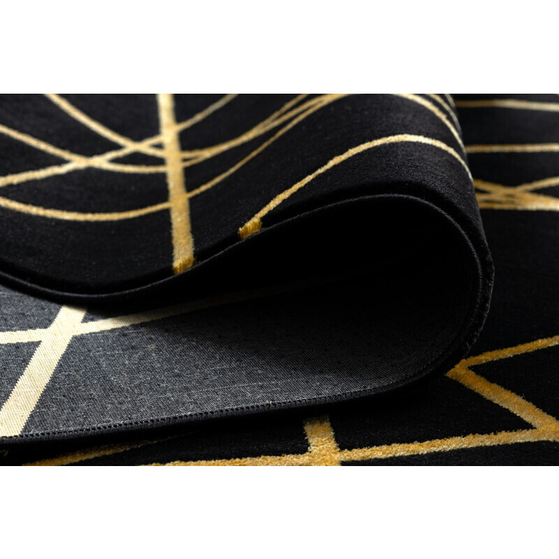 Dywany Łuszczów Kusový koberec Gloss 406C 86 geometric black/gold - 80x150 cm