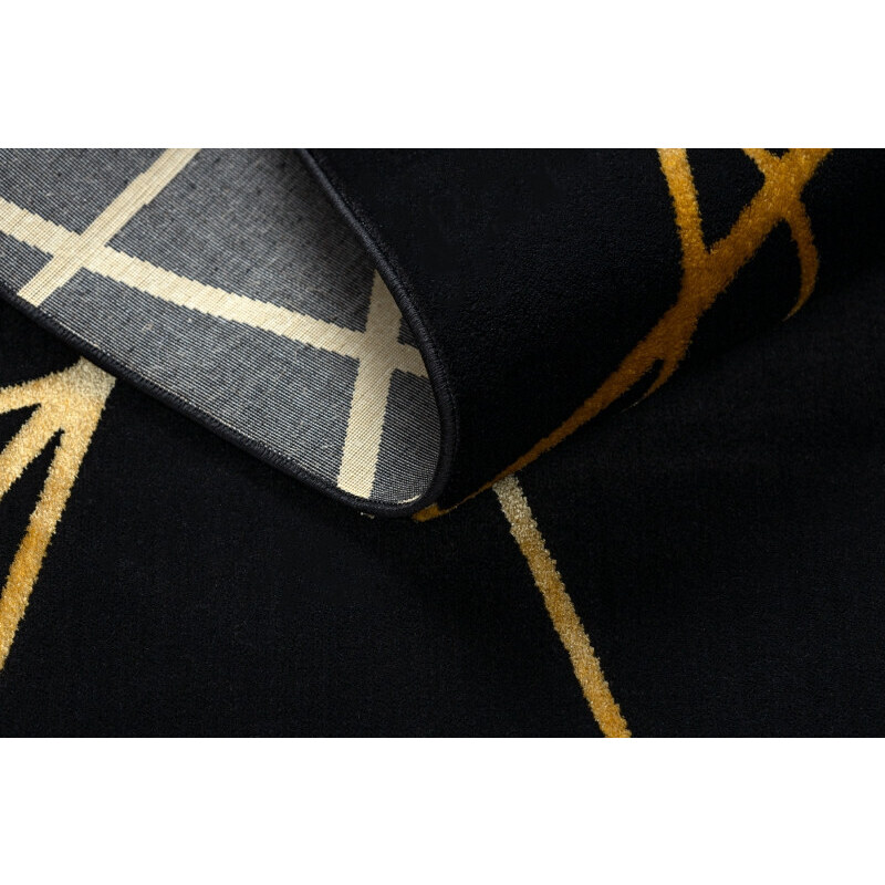 Dywany Łuszczów Kusový koberec Gloss 406C 86 geometric black/gold - 80x150 cm