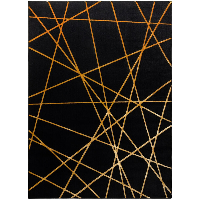 Dywany Łuszczów Kusový koberec Gloss 406C 86 geometric black/gold - 80x150 cm