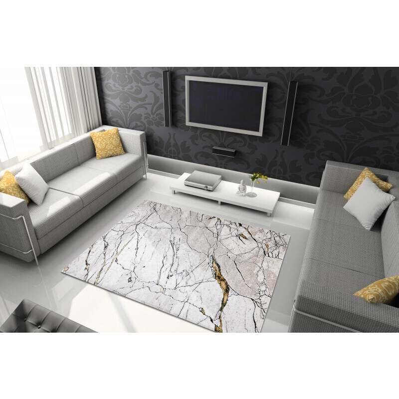 Dywany Łuszczów AKCE: 140x190 cm Kusový koberec Gloss 529A 53 3D mramor ivory/beige - 140x190 cm