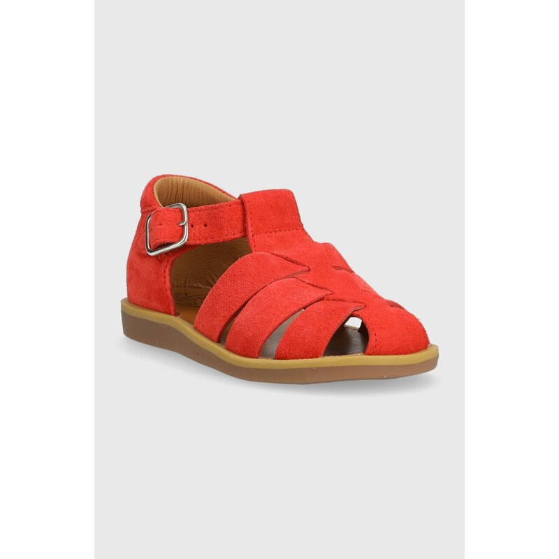 Dětské semišové sandály Pom D'api červená barva