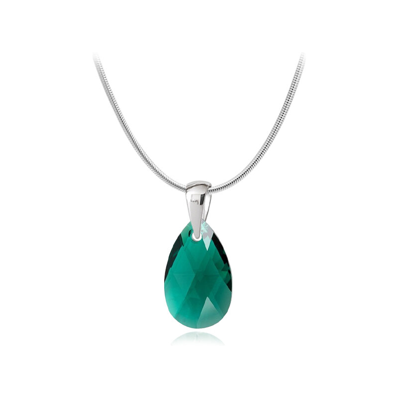 Jewellis ČR Jewellis Ocelový náhrdelník ve tvaru kapky s krystalem Swarovski - Emerald