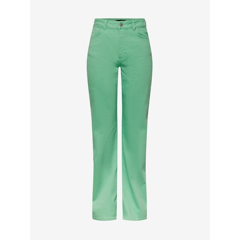 Světle zelené dámské široké džíny Pieces Holly - Dámské