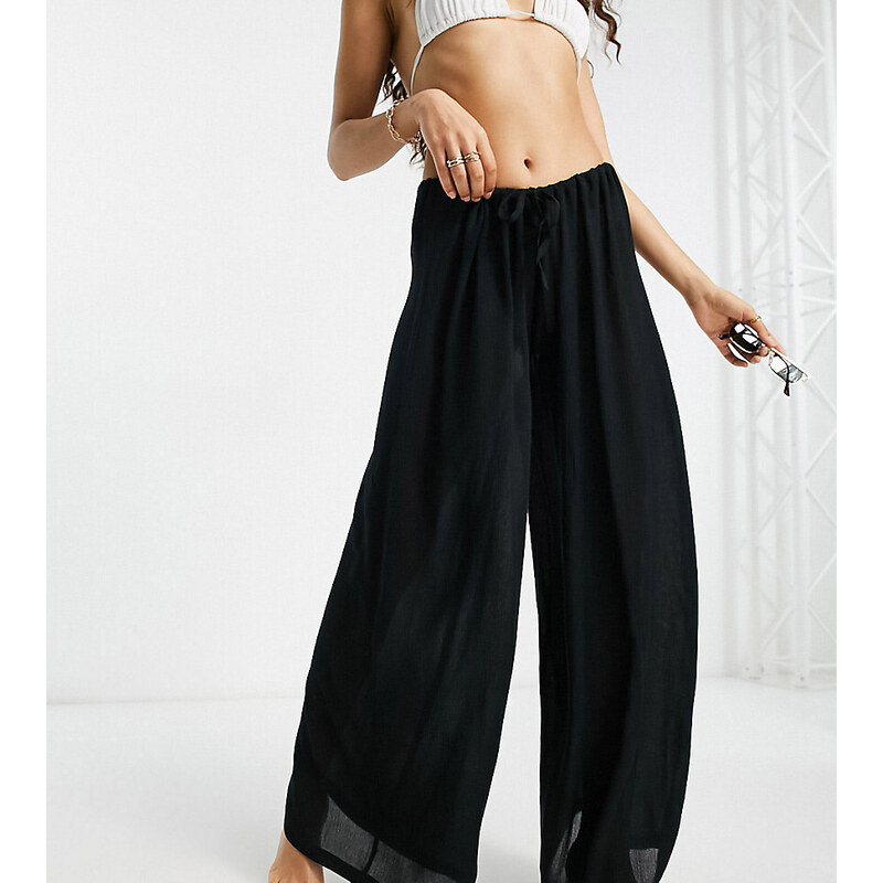 ASOS Petite ASOS DESIGN Petite drawstring palazzo beach trouser in 100046227