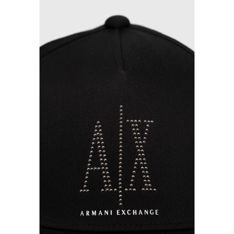 Bavlněná baseballová čepice Armani Exchange černá barva, s aplikací, 944208 3R131