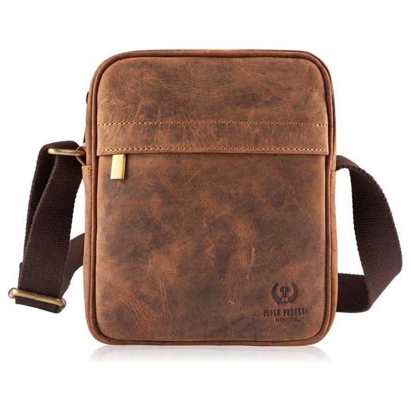 Pánská kožená crossbody Kabelky od Hraběnky přes rameno; hnědá