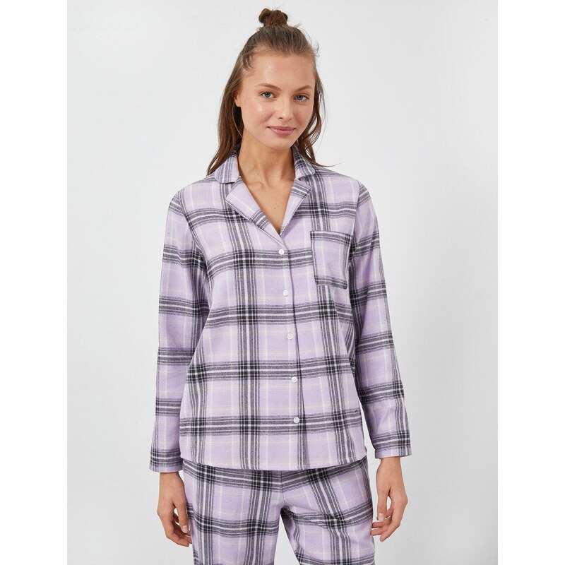 Koton Pajama Top Patterned Button Detailed