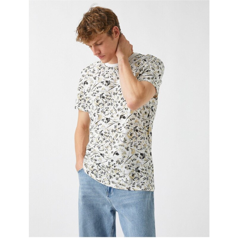 Koton Slim Fit Floral Printed T-Shirt