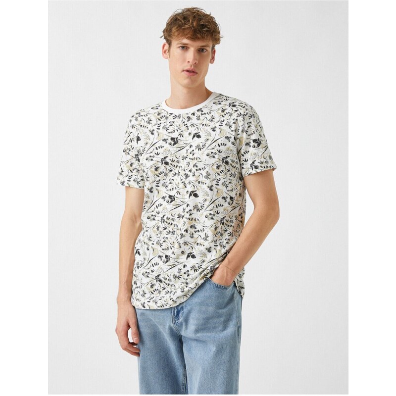 Koton Slim Fit Floral Printed T-Shirt