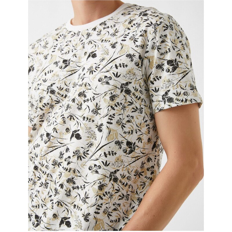 Koton Slim Fit Floral Printed T-Shirt