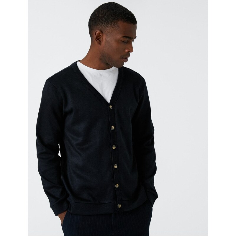 Koton V-Neck Cardigan Button Detail