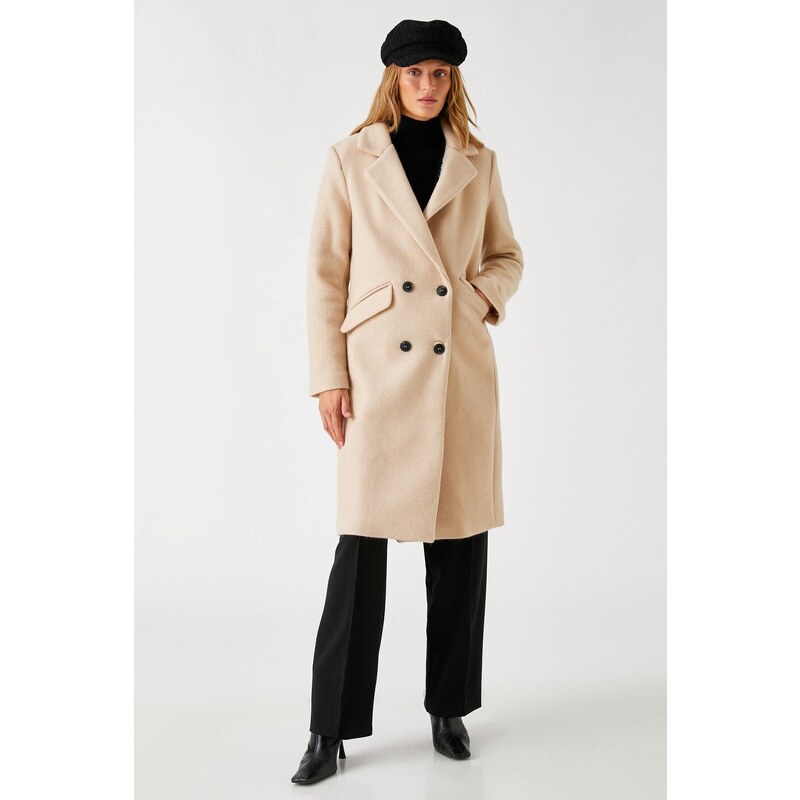 Koton Women's Coat Ecru 3wak00185ew