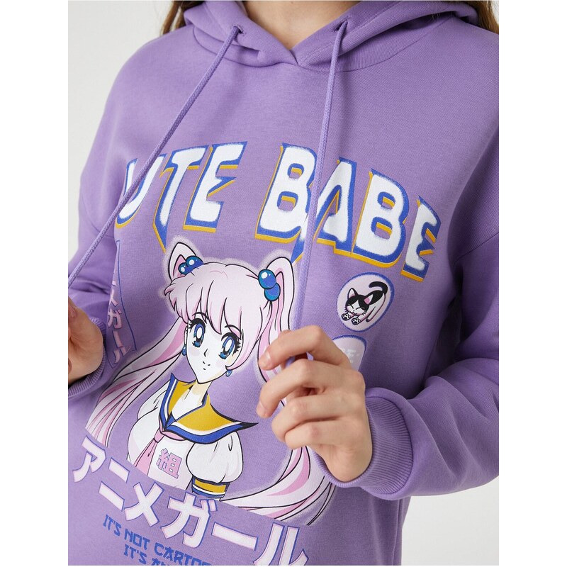 Koton Anime Sweatshirt Oversized Long Sleeve Hooded