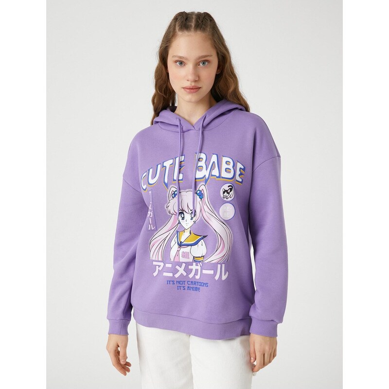 Koton Anime Sweatshirt Oversized Long Sleeve Hooded