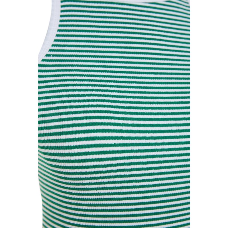 Trendyol zelené pruhované vypasované/jednoduché, ohlávka midi vlnité, flexibilní pletené šaty s ramínky