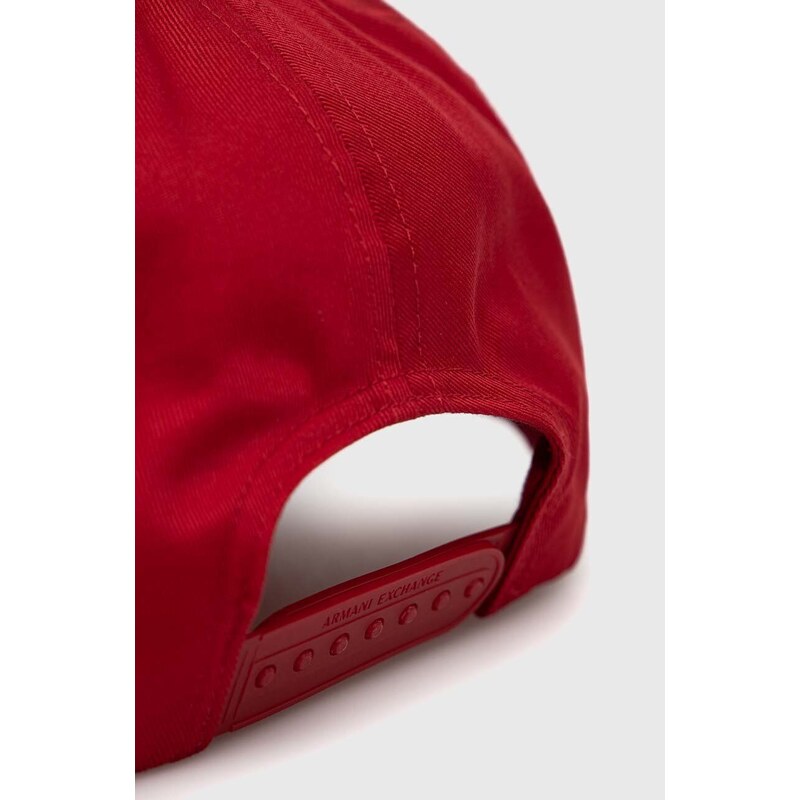 Bavlněná baseballová čepice Armani Exchange červená barva, s aplikací, 954047 CC811 NOS