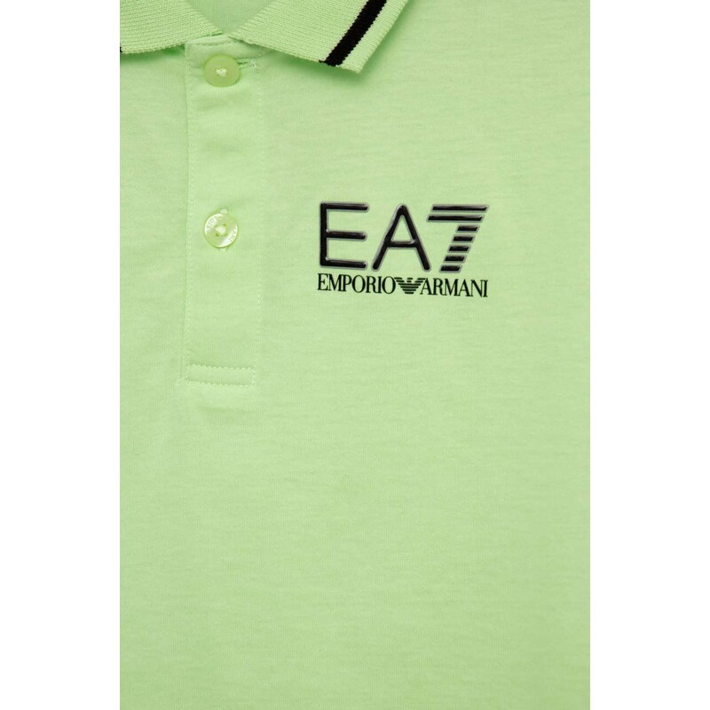 Dětská bavlněná polokošile EA7 Emporio Armani zelená barva
