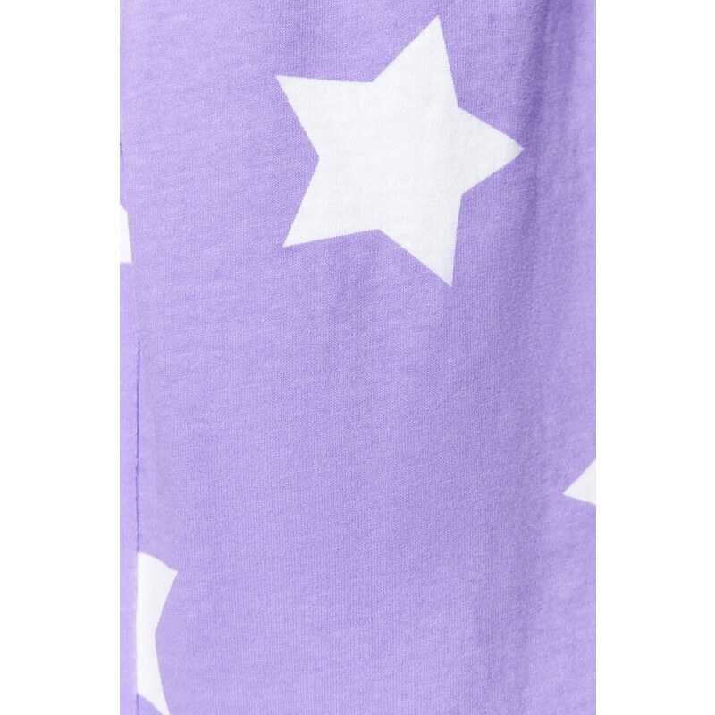 Trendyol Lilac 100% Cotton Star Pattern T-shirt-Shorts Knitted Pajamas Set