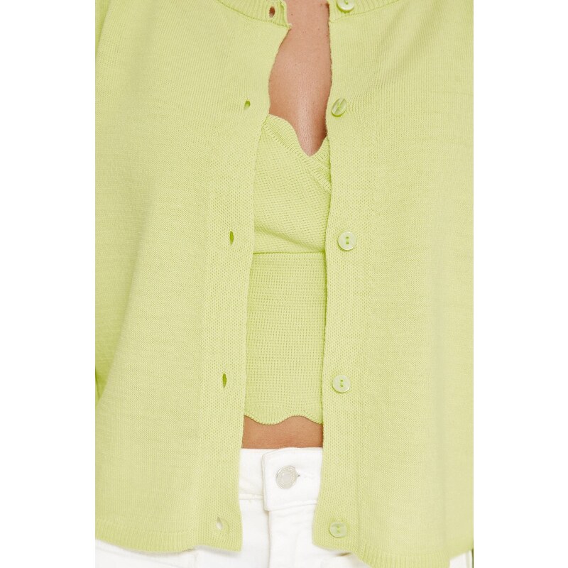 Trendyol Mint Crop 2-balení Top-Round Cardigan Knitwear Set