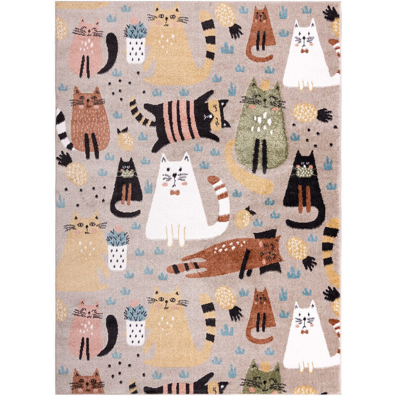 Dywany Łuszczów Dětský kusový koberec Fun Kittens Cats beige - 120x170 cm