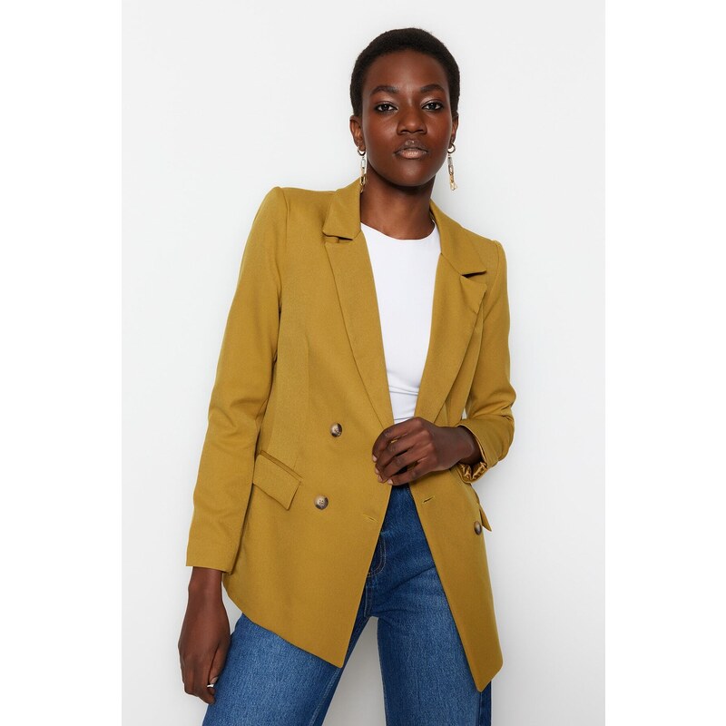 Trendyol Khaki Woven Lined Buttoned Blazer Jacket