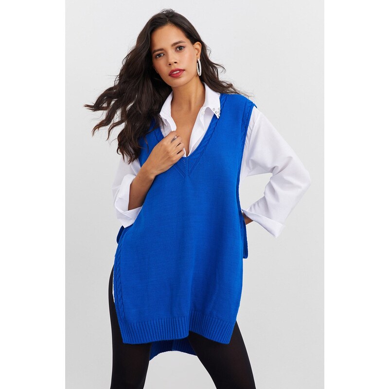 Cool & Sexy Dámský Saxe modrý pletený svetr YV103