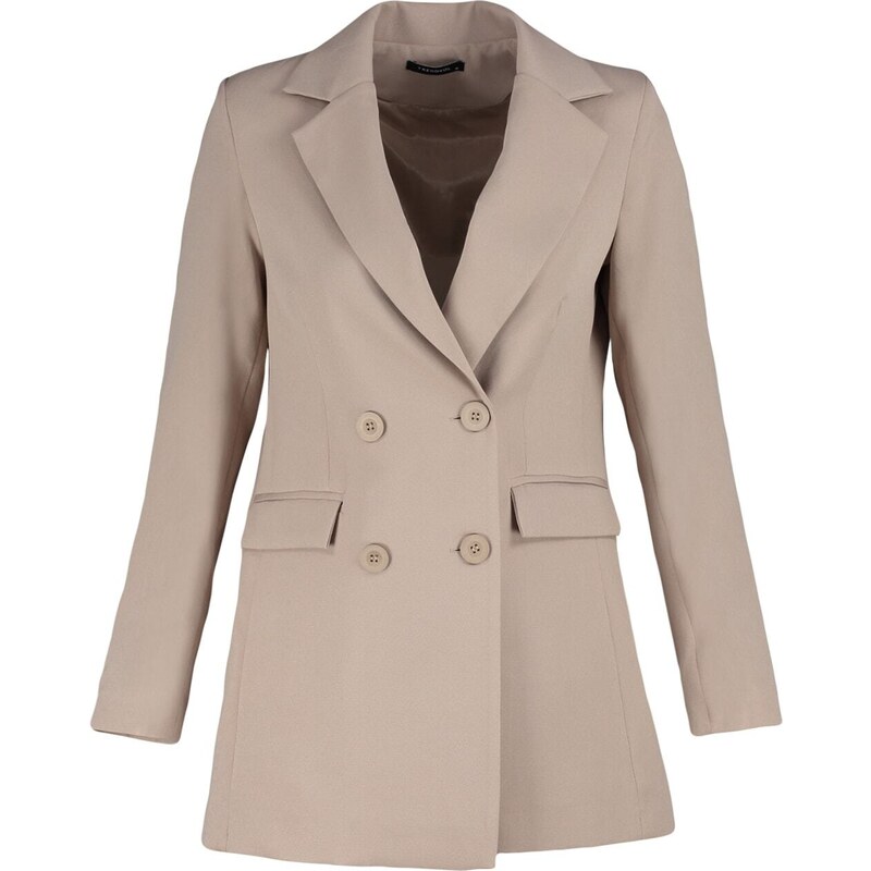 Trendyol Mink Double Button Detailed Blazer with Pockets, Lined Woven Jacket