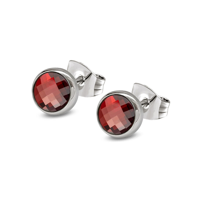 Jewellis ČR Jewellis ocelové náušnice pecky Chessboard s krystaly Swarovski - Red Magma