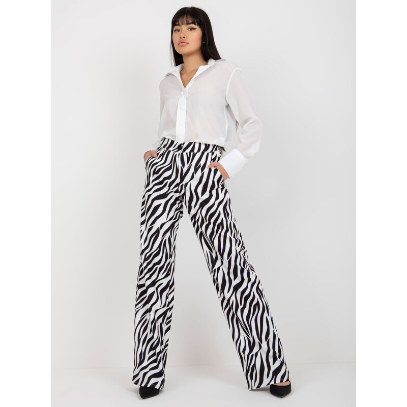 BASIC ČERNO-BÍLÉ KALHOTY VZOR ZEBRA SP-509046-1.23PLK--BLACK-WHITE Zvířecí