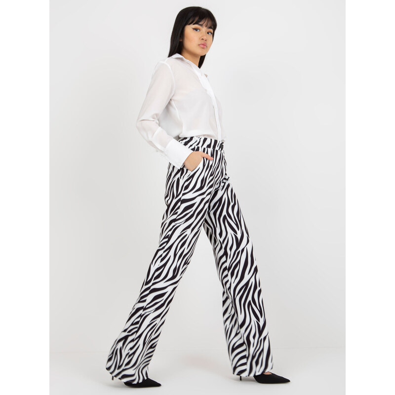 BASIC ČERNO-BÍLÉ KALHOTY VZOR ZEBRA SP-509046-1.23PLK--BLACK-WHITE Zvířecí