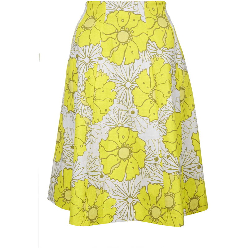 Topshop Sunrise Floral Print Midi Skirt
