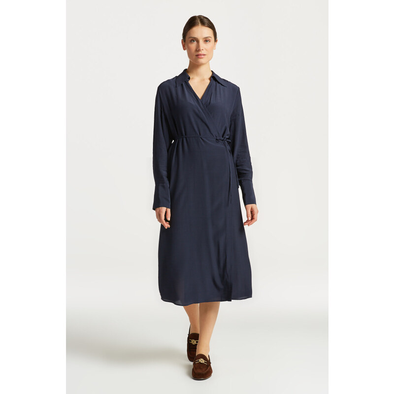 ŠATY GANT REG WRAP DRESS modrá 34