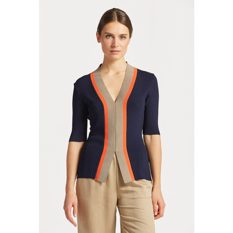 SVETR GANT RIB V-NECK TOP modrá XS