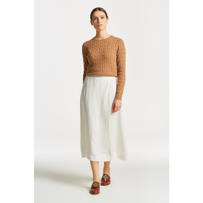 SUKNĚ GANT LINEN VISCOSE MIDI SKIRT bílá S